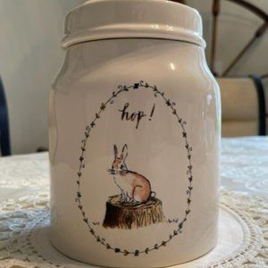 Rae Dunn Artisan Collection by Magenta "Hop!" Bunny Canister With Lid
